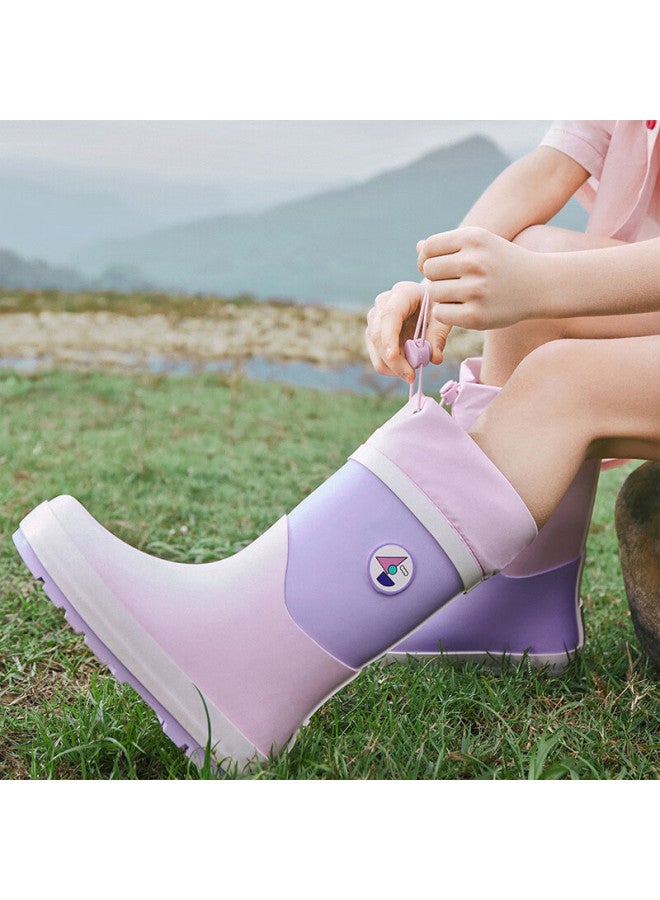 Lemonkid Children's Rain Boots, Non-slip Water Shoes For Boys And Girls, School-specific Rain Boots For Kids, Xuru Pink-purple, Size 35 - Image 5