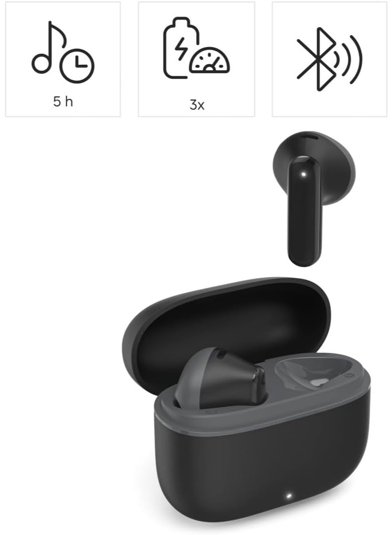 Hama |  Freedom Light II Bluetooth True Wireless Earbuds with Microphone, Touch/Voice Control, 20 Hour Battery, Charging/Carry Case, Black - Image 2