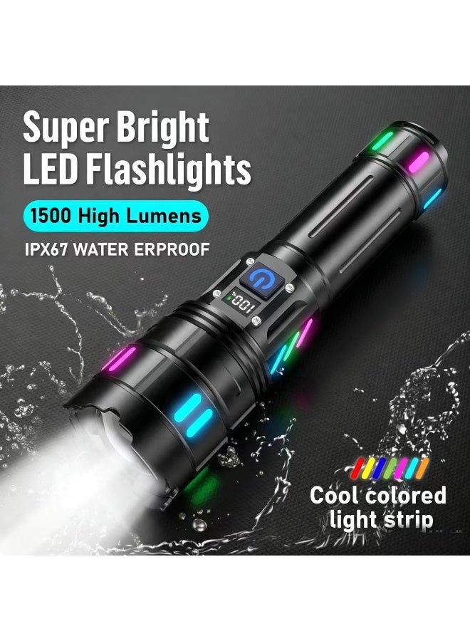 orch Rechargeable 50000 Lumens, 1500M Long Throw Flashlight, LCD Display Tactical Flashlight, XHM90.2 Super Bright LED Handheld Torch with Power Bank Function, IPX67 Waterproof for Camping Hunting Emergency - Image 4