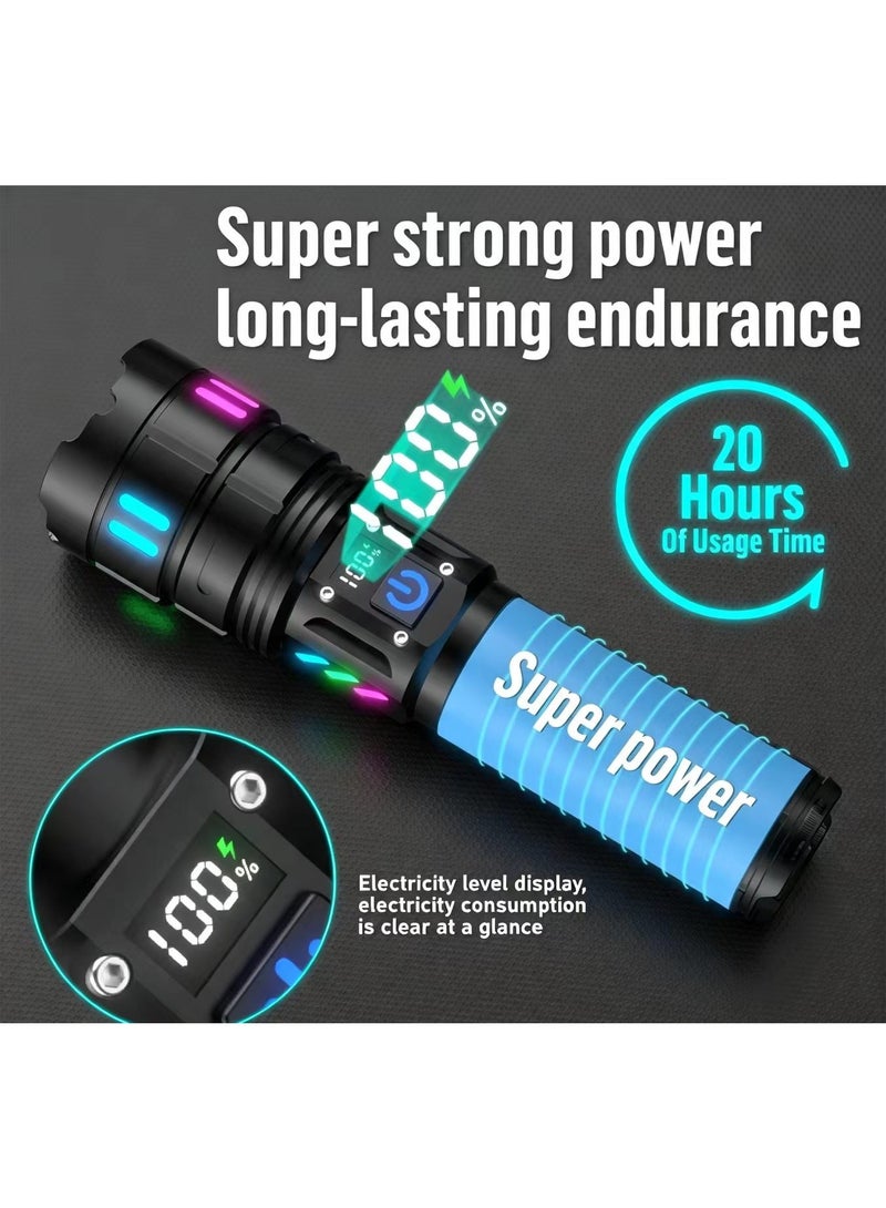 orch Rechargeable 50000 Lumens, 1500M Long Throw Flashlight, LCD Display Tactical Flashlight, XHM90.2 Super Bright LED Handheld Torch with Power Bank Function, IPX67 Waterproof for Camping Hunting Emergency - Image 5