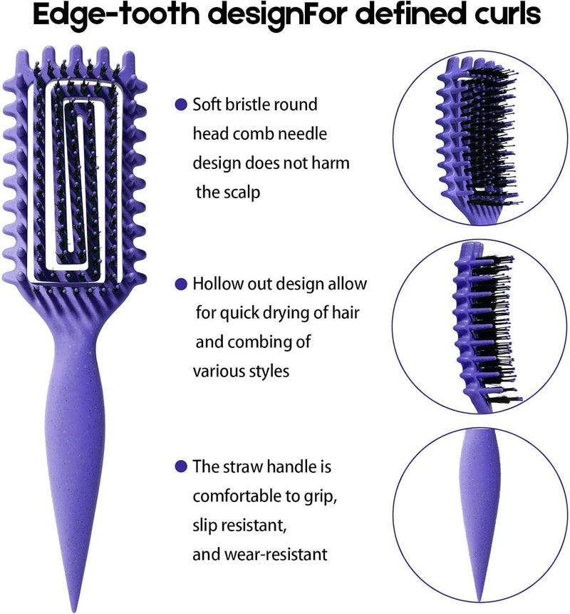 MMBVSZ Curly Hair Brush Candybrush Curl Defining Brush for Detangling Shaping and Defining Curls for Women, Men, Wet & Dry Hair (Purple Pink) - Image 2