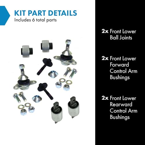 TRQ Front Suspension Kit Ball Joint Control Arm Bushing Compatible with 2001-2007 Volvo S60 1999-2006 S80 V70 - Image 2
