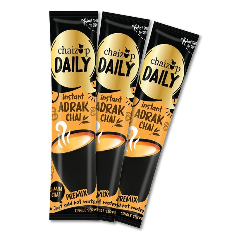 Chaizup Daily 1 Min Instant Adrak Chai Premix - 30 Sachets | Adrak Flavours | 30 Servings | 420g - Image 1