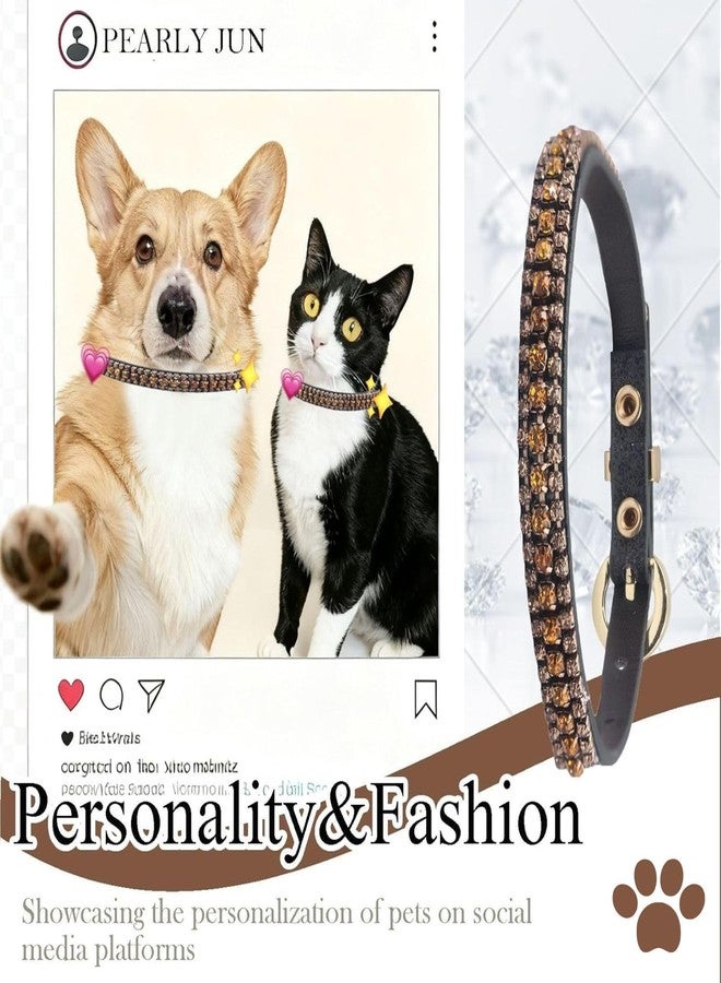 PEARLY JUN Rhinestone Dog Collars for Small Dogs Cat, XS Champagne Bling Diamond Cat Collar Cute Luxury Crystal Pet Puppy - Image 2