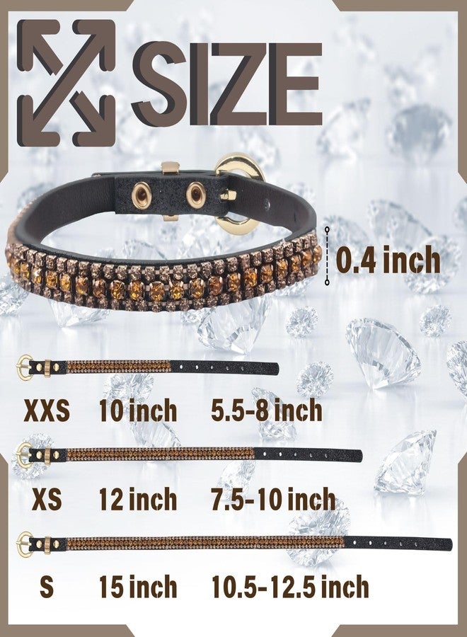 PEARLY JUN Rhinestone Dog Collars for Small Dogs Cat, XS Champagne Bling Diamond Cat Collar Cute Luxury Crystal Pet Puppy - Image 5
