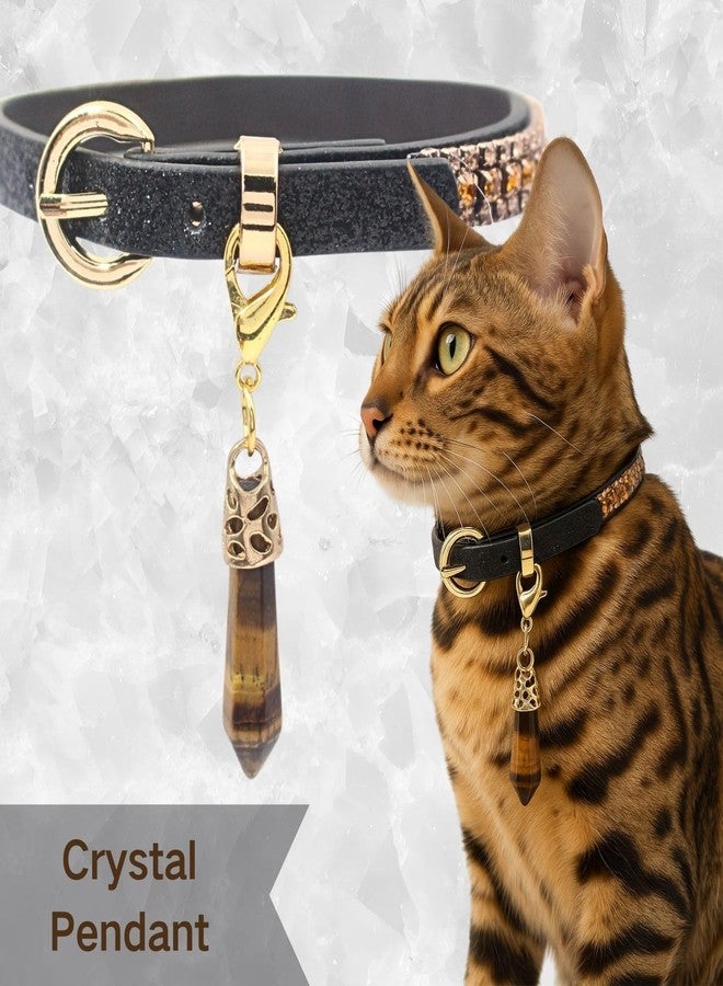 PEARLY JUN Rhinestone Dog Collars for Small Dogs Cat, XS Champagne Bling Diamond Cat Collar Cute Luxury Crystal Pet Puppy - Image 4