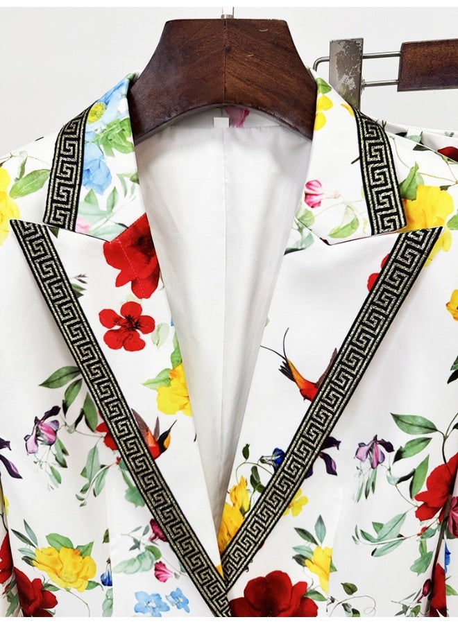 Madam Uniq Fashion Printed Single-Button Long Suit Jacket Two-Piece Set - Image 4