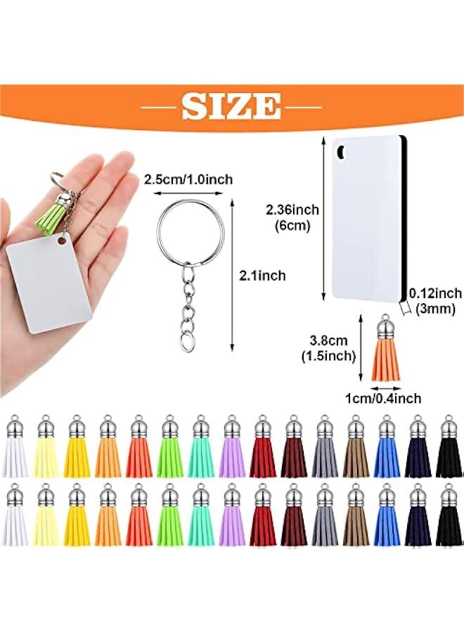 فايلكس مجموعة سلاسل مفاتيح فارغة لقل الحرارة  تحتوي على 120 قطعة، مصوعة م 30 شراة جلد صاعي، 30 لوحة فارغة م الألوميوم، و30 حلقة مفاتيح و30 حلقة وصل مستطيلة - Image 4