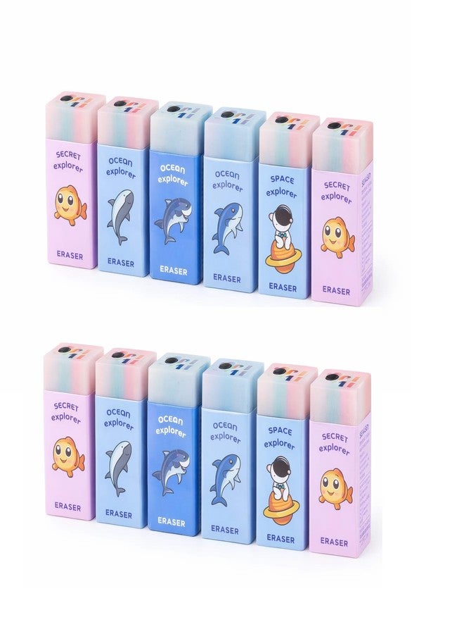 APCATIO Pastel Explorer Series Erasers – Ocean & Space Cartoon Design | Pack of 10 - Image 1