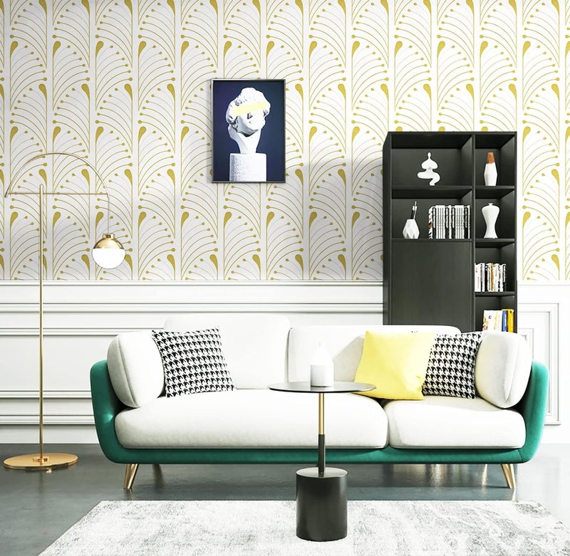 Veki Luxury Floral & Botanical Geometric Wallpaper Mural – Waterproof, Moisture-Proof, Self-Adhesive PVC Wall Sticker for Home & Hotel Decoration (45cm x 300cm) (White Curve) - Image 5