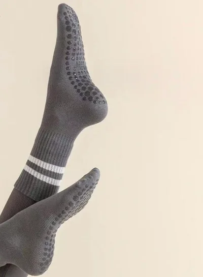 Styli Active Double Stripe Silicon Pad Base Crew Yoga Socks