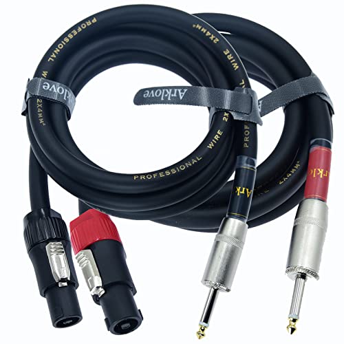 Arklove Speak on 2Pcs Professional Speakon to 1/4 Inch ts Speaker Cable for pa Jack Pair 12awg Gauge Male Audio Port Plug Amplifier Connection dj amp Heavy Duty bocina Cord Wire ft with Twist Lock(6 feet)ft - Image 1