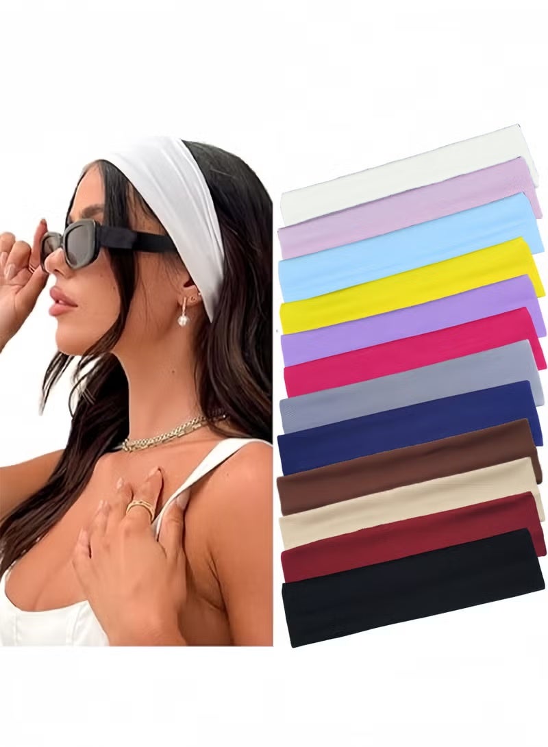 12 قطعة من الأشرطة الرأسية، قبعات رياضية مرنة مصنوعة من القطن الناعم، للجنسين، شريط رأس رفيع للصيف، أشرطة شعر قطنية ناعمة لليوغا، التمارين، الجري، وركوب الدراجات - Image 1