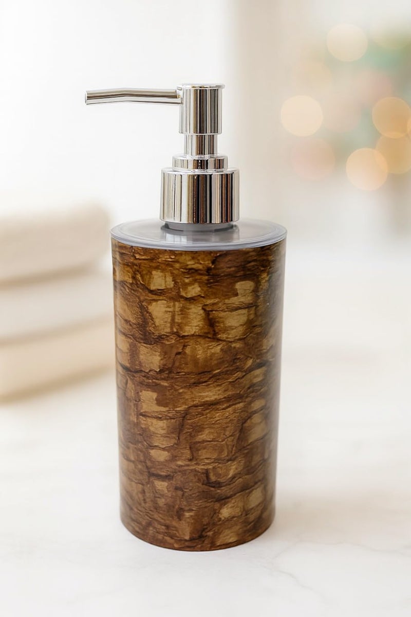 Emoh Roced Refillable Liquid Soap Dispenser – Unbreakable Plastic Pump Bottle for Handwash, Sanitizer, Lotion, or Shampoo | Reusable Bathroom & Kitchen Dispenser (250ml) (Wooden Marble, Pack of 1) - Image 1