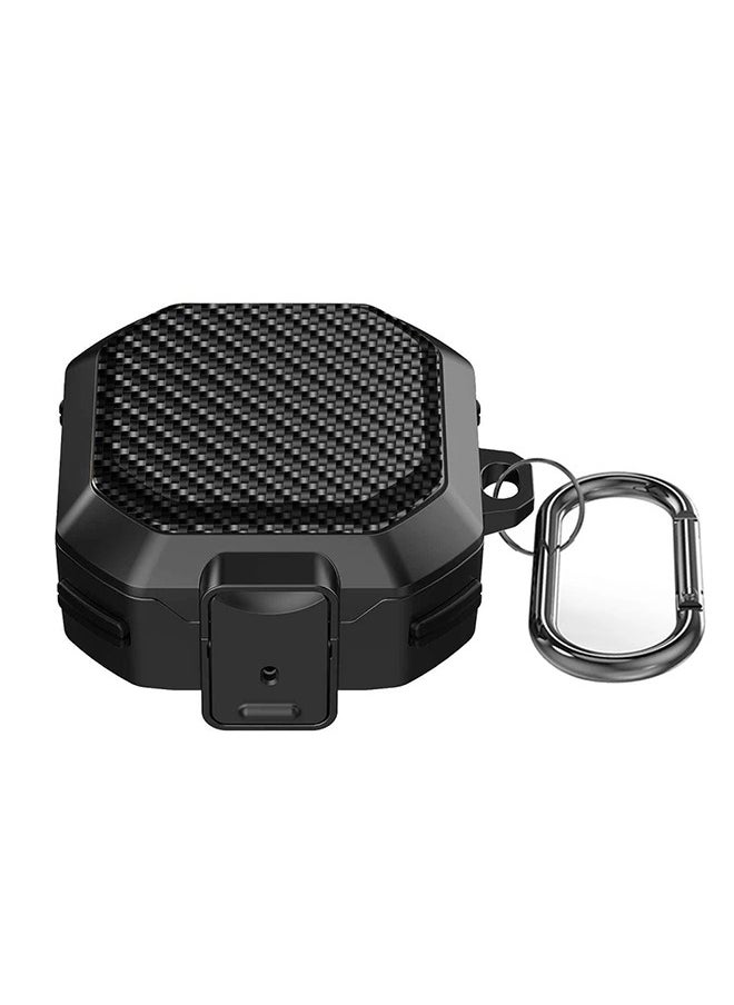 O Ozone Case For Samsung Galaxy Buds FE/Galaxy Buds 2 Pro/Galaxy Buds 2/Galaxy Buds Pro/Galaxy Buds Live Case, Carbon Fiber Texture Secure Lock Cover -Black  - Image 1