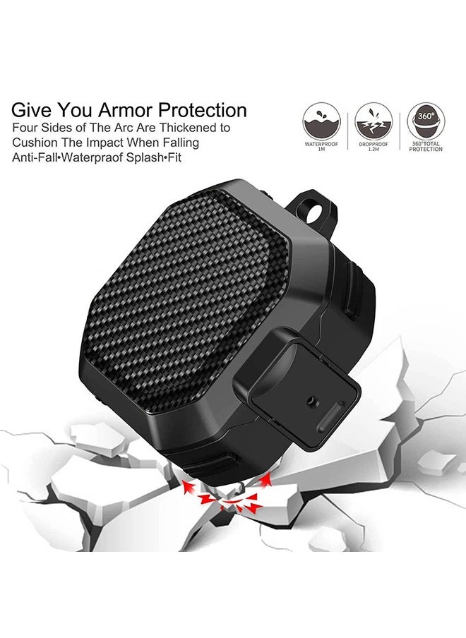 O Ozone Case For Samsung Galaxy Buds FE/Galaxy Buds 2 Pro/Galaxy Buds 2/Galaxy Buds Pro/Galaxy Buds Live Case, Carbon Fiber Texture Secure Lock Cover -Black  - Image 3