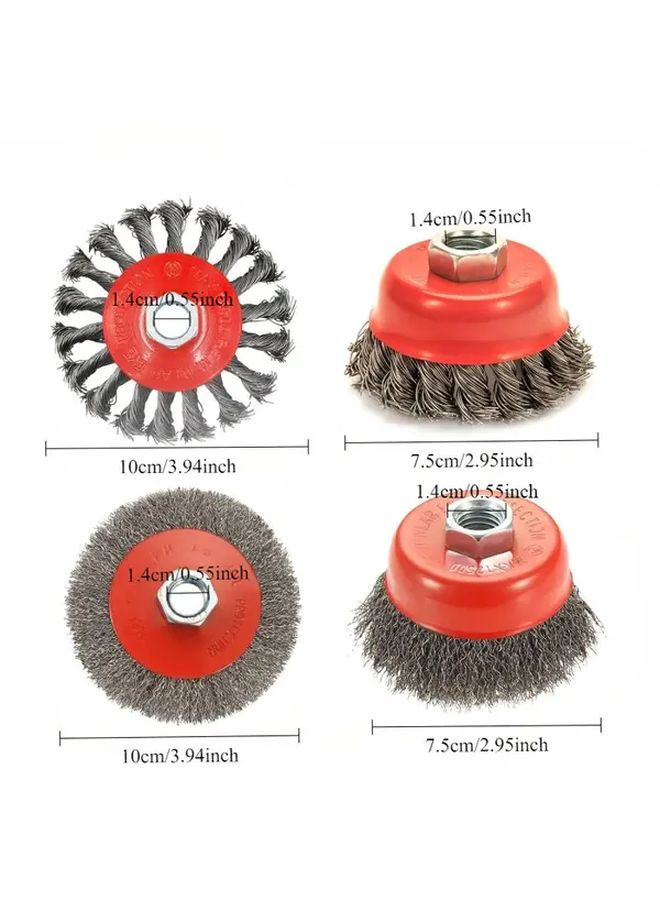 4Pcs 4 1 2 Inch Angle Grinder Wire Cup Twist Press Brush Set Metal Rust Remover - Image 1