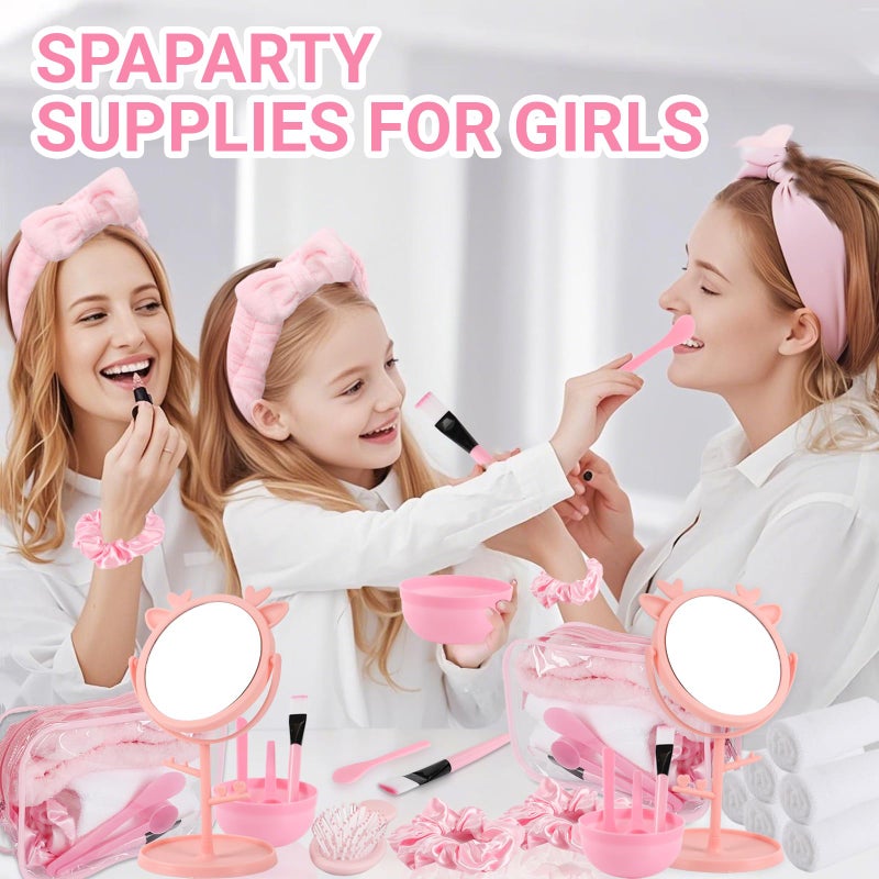 WAYASDCU 120 Pcs Spa Party Favors Supplies Bulk, Include Face Mask Mixing Bowl Set, Air Cushion Comb, Mirror, Headband, Scoop, Hair Bands, Cosmetic Bags, Face Wash Cloths for Spa Sleepover Birthday Party - Image 4