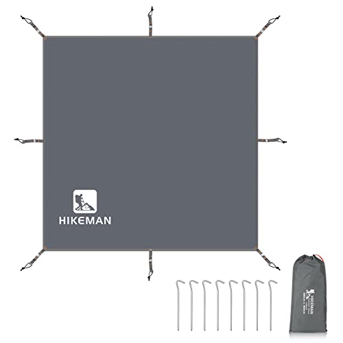 Hikeman Tent Footprint - Waterproof Camping Tarp, Heavy Duty Tent Floor Saver, Ultralight Ground Sheet Mat for Hiking, Backpacking, Hammock, Beach - Storage Bag Included(PU3000mm,300 * 300CM) - Image 1