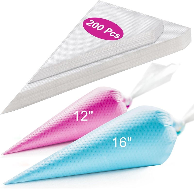 LoveBB 200 Pcs Piping Bags 12 & 16 Inch, Thick Disposable Pastry & Frosting Bags Anti-Burst Icing Bags for Cake Decorating, Cookies, Cupcakes - Image 1