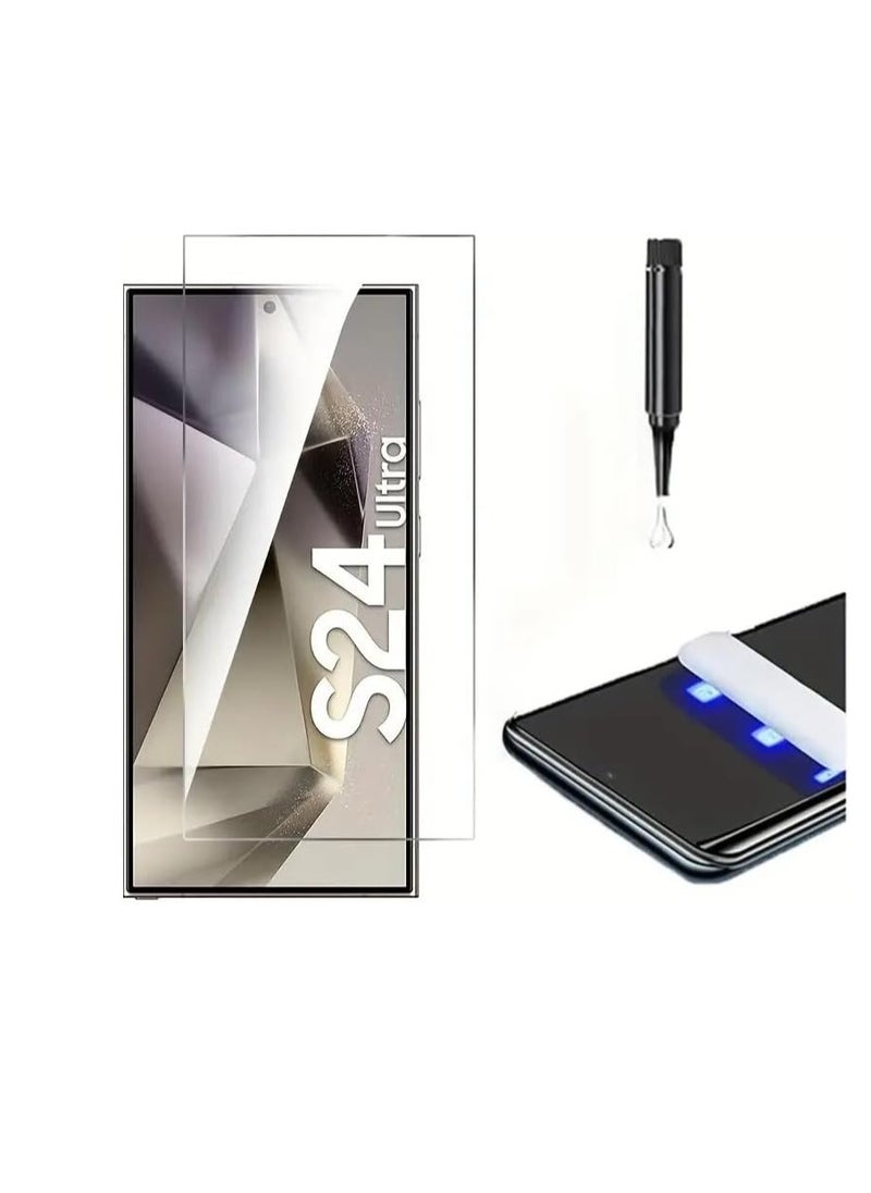 Generic Full Glass Screen Protector For Samsung Galaxy S24 Ultra UV Tempered Glass Full Glue Cover Screen Protector For Samsung Galaxy S24 Ultra Fingerprint Unlock Screen Glass Film  - Image 1