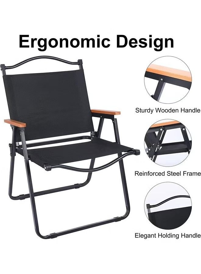 موندا كرسي قابل للطي مكون من قطعتين للتخييم والرحلات باللون الأسود - Image 3