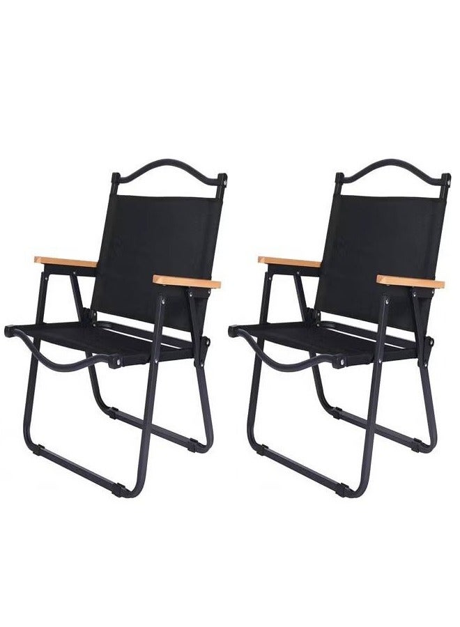 موندا كرسي قابل للطي مكون من قطعتين للتخييم والرحلات باللون الأسود - Image 1