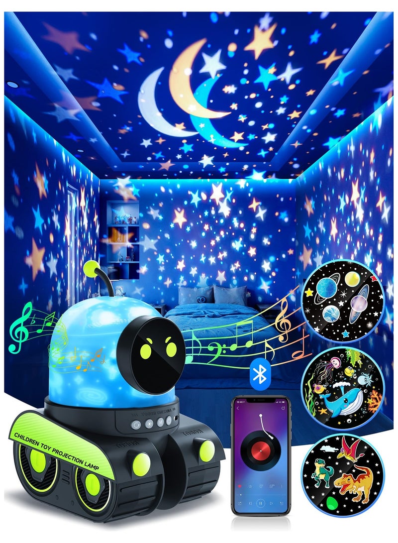 SYOSI Projector Night Light for Kids, 84 Lighting+12 Films Nightlight for Kids Room, 360° Rotate Kids Night Light Projector, Bluetooth Speaker+Rechargeable Star Night Light Projector for Kids Room Boy  - Image 1