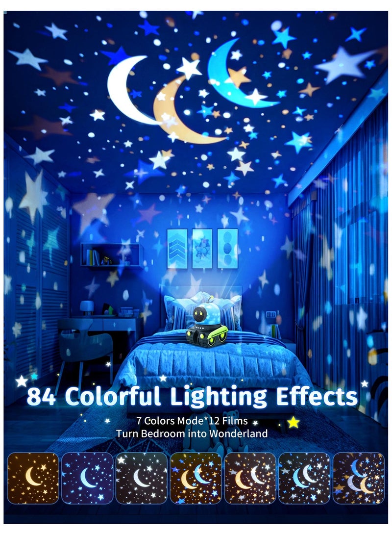 SYOSI Projector Night Light for Kids, 84 Lighting+12 Films Nightlight for Kids Room, 360° Rotate Kids Night Light Projector, Bluetooth Speaker+Rechargeable Star Night Light Projector for Kids Room Boy  - Image 3