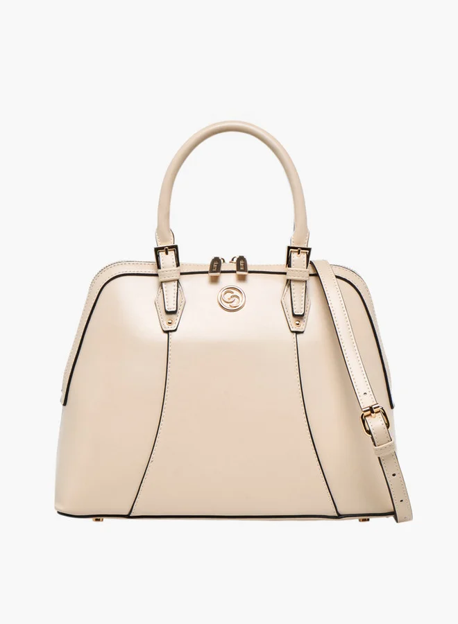 Celeste Solid Tote Bag with Detachable Strap and Zip Closure