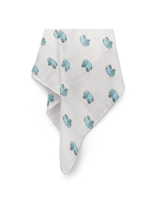 MOM'S HOME - Baby Muslin Swaddle Organic Cotton ; 018 Months ; 100 X 100 Cm ; Cute Elephant - Image 1