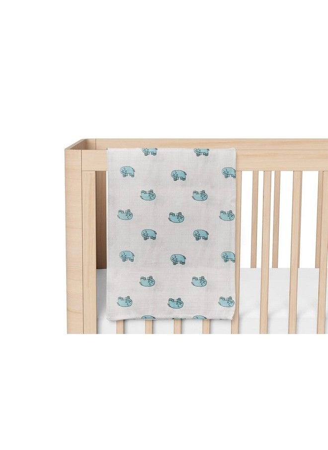 MOM'S HOME - Baby Muslin Swaddle Organic Cotton ; 018 Months ; 100 X 100 Cm ; Cute Elephant - Image 1