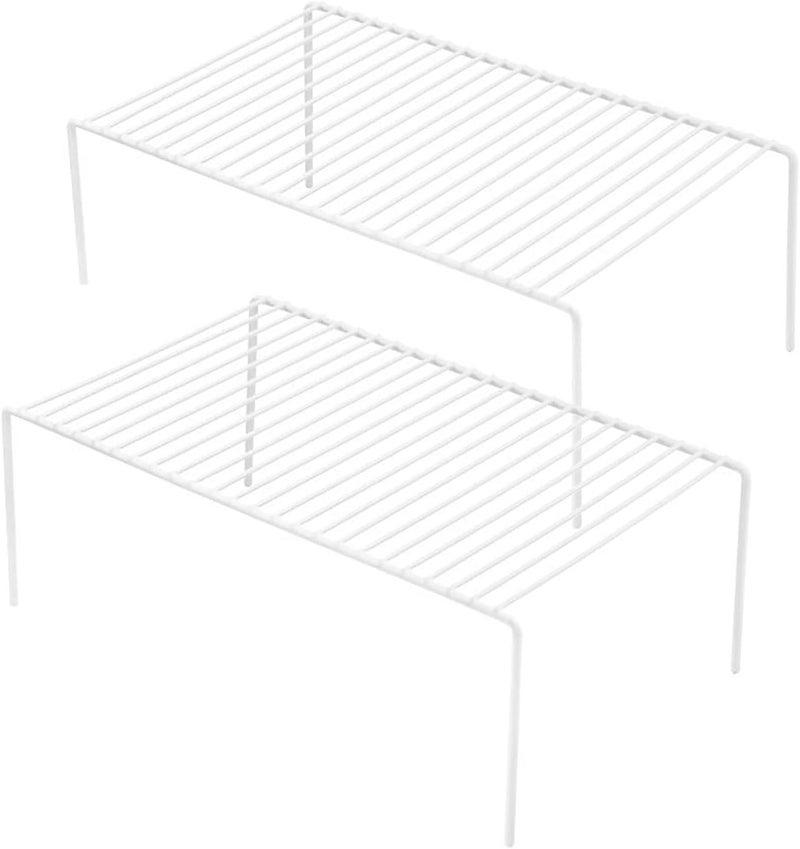 iPEGTOP Kitchen Cabinet Storage Shelf Rack, Set of 2 Large (15.7 x 9.4 Inch) Rustproof Metal Wire Shelves Spice Shelf Rack Cupboard Organizer for Pantries Countertops Utensils Organization, White - Image 1