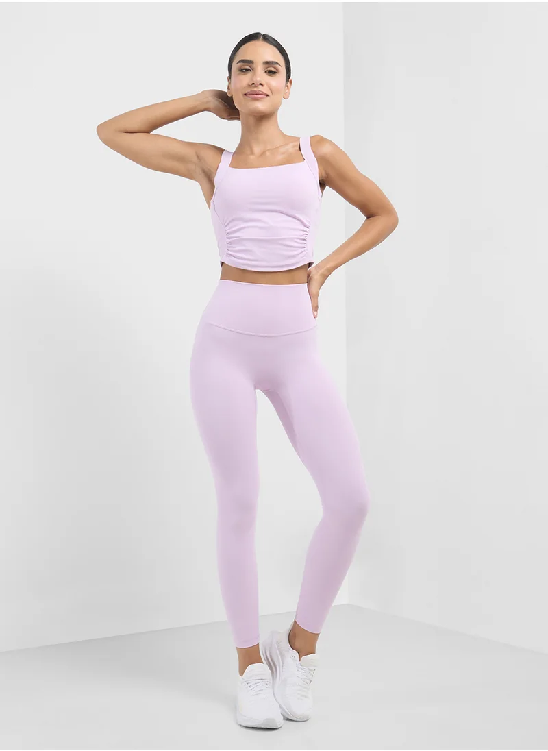 FRWD Fitted Top With Ruching & High Waist Leggings Set