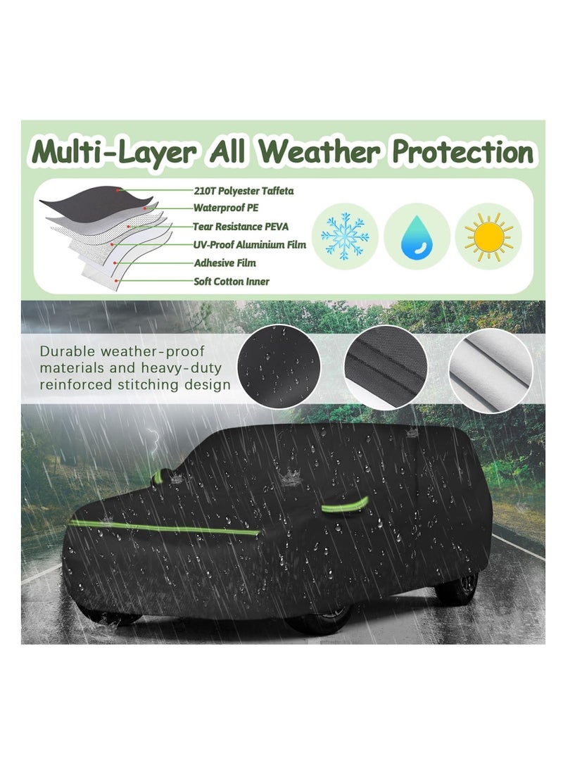 Zipporah All Weather Car Cover for Ford Bronco 4 Door (2021-2024), 6 Layers Waterproof Coating with Reflectors, Soft Interior Lint Layer, Security Lock, Straps, Clips and Zipper (Black)  - Image 3