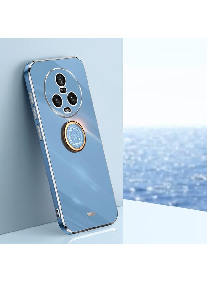 The Bros حافظة لهاتف Honor Magic5 5G بحواف مستقيمة 6D مطلية بالكهرباء من TPU مع حامل حلقة