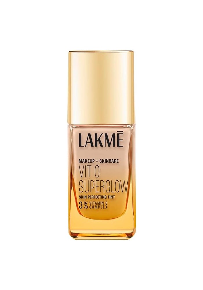 LAKME LAKMÉ Vit C Superglow Skin Perfecting Natural Liquid Tint, Warm Sand W160, 25ml - Image 1