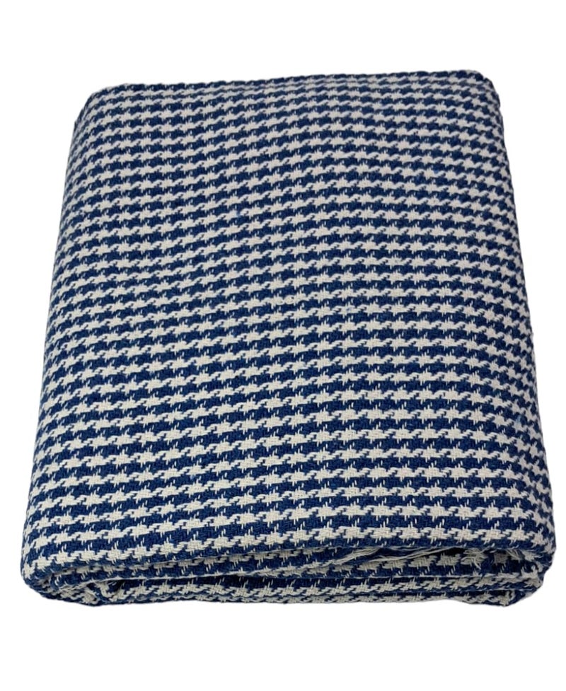 MAMRAJ The Handloom Story 100% Desi Thick & Heavy Khadi Cotton Soft Beautiful Khes/Comforter/Chadar/Single AC Blanket, Set of 1 Pc, Size- 255cm X 140cm (Skin Friendly, (Blue Check) - Image 2