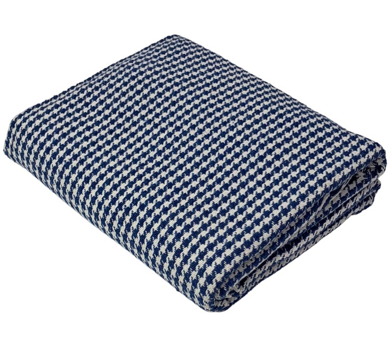 MAMRAJ The Handloom Story 100% Desi Thick & Heavy Khadi Cotton Soft Beautiful Khes/Comforter/Chadar/Single AC Blanket, Set of 1 Pc, Size- 255cm X 140cm (Skin Friendly, (Blue Check) - Image 5