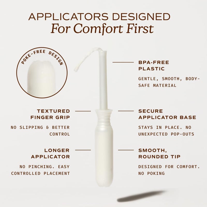 August Super + Regular Tampons - 72-Pack (36 + 36) 100% Organic Cotton Tampons for Women and Anyone Who Menstruates, Non-Toxic, Fragrance-Free, and Hypoallergenic with Long Applicators - Image 4