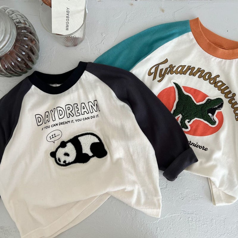 Cotton New Children'S T-Shirt Boy'S Long Sleeve Cartoon Pic Cartoon Girl'S Baby'S Base Color-Matching Top - Image 3