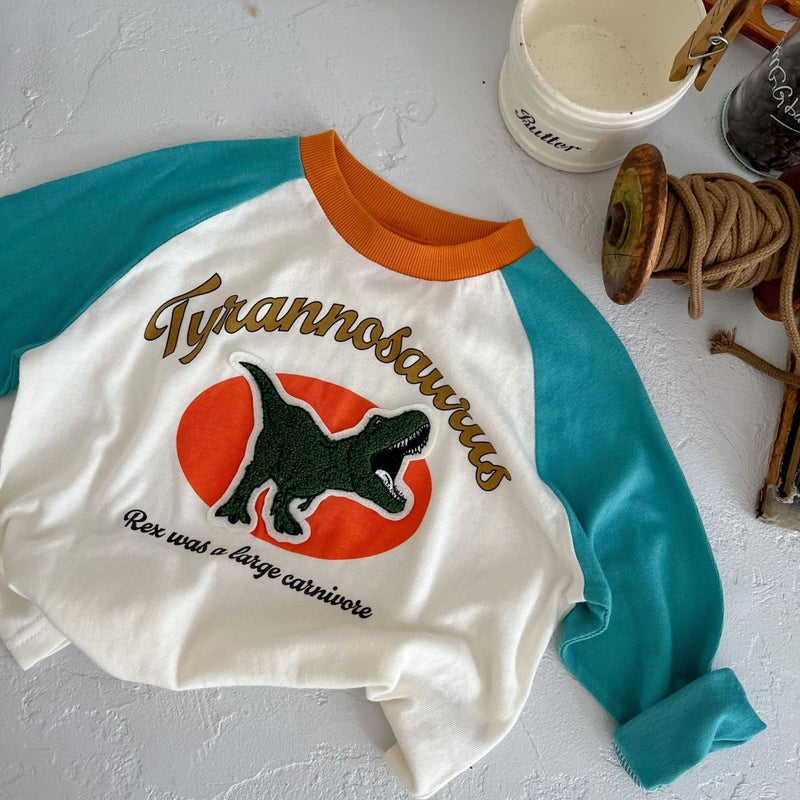 Cotton New Children'S T-Shirt Boy'S Long Sleeve Cartoon Pic Cartoon Girl'S Baby'S Base Color-Matching Top - Image 1