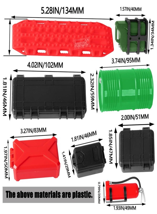 hopsupRC Crawler Car Decoration Mini Luggage Net/Simulation Decorative Package,Luggage,Sleeping Bag,Wood Box,Shovel,Fuel Tanks,Recovery Board, Toolbox for 1/10 TRX4 Axia 1 SCX10 Vehicle Parts,Red - Image 4