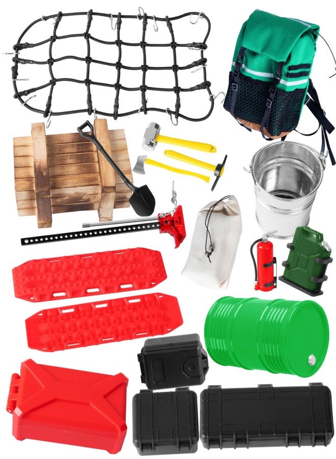 hopsupRC Crawler Car Decoration Mini Luggage Net/Simulation Decorative Package,Luggage,Sleeping Bag,Wood Box,Shovel,Fuel Tanks,Recovery Board, Toolbox for 1/10 TRX4 Axia 1 SCX10 Vehicle Parts,Red - Image 1