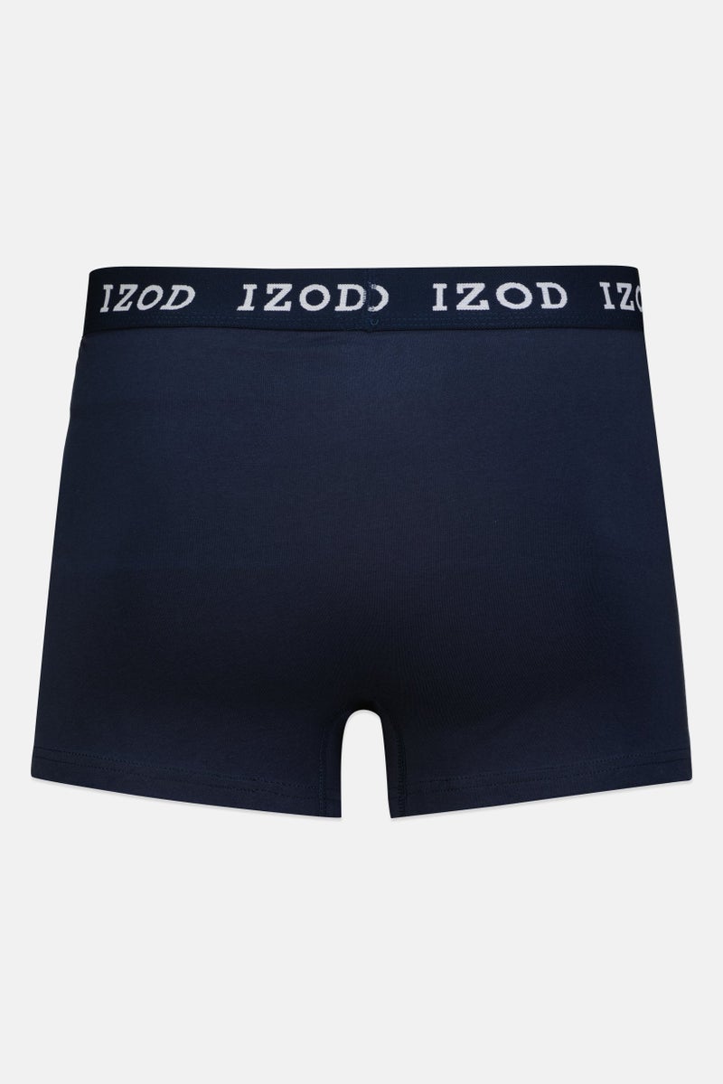 IZOD Men 3 Pack 6 Inseam Brand Logo Boxer Briefs, Navy - Image 2
