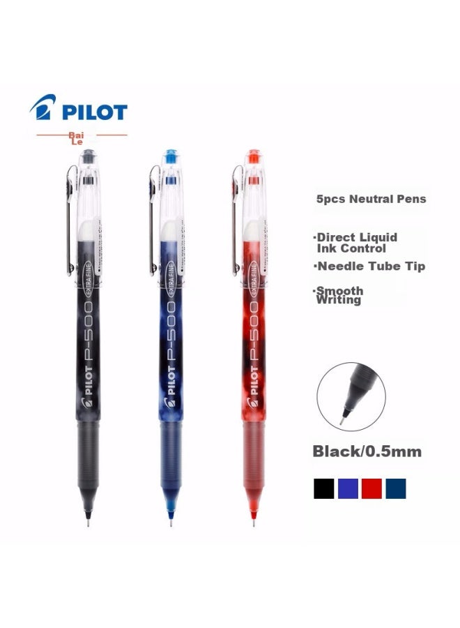 PILOT P500 Black Gel Pen, Signature Pen, Ink Pen, 0.5mm Direct Liquid Rollerball Pen, Stationery Set, Office Supplies, Exam Pen, High-quality Student Test Pen, 5-pack - Image 2