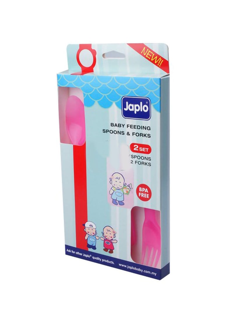 جابلو ملاعق وشوك تغذية الأطفال - طقم من قطعتين