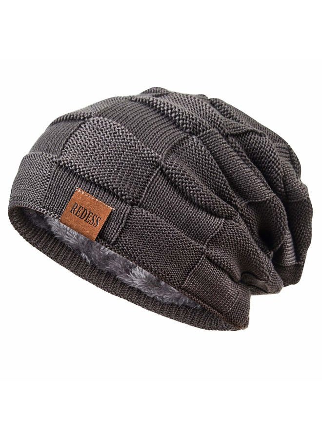 REDESS Winter Warm Knit Slouchy Beanie Hat, B3 Pure Dark Gray, One Size - Image 1