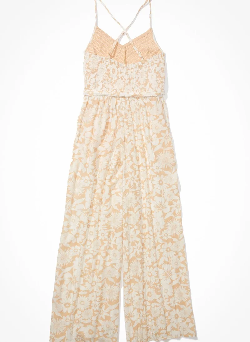 American Eagle Floral Detail Wide Leg Jumpsuit