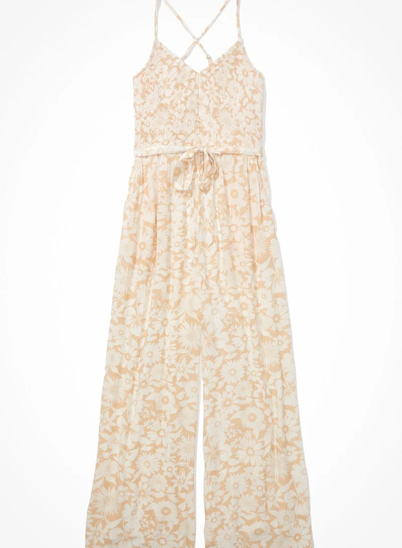 American Eagle Floral Detail Wide Leg Jumpsuit